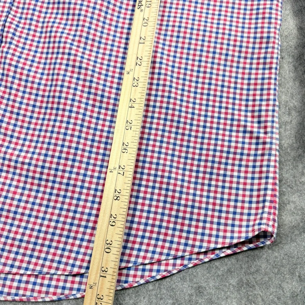 Nordstrom Mens Shop Smartcare Gingham Shirt Red White Blue 18 35 Traditional Fit